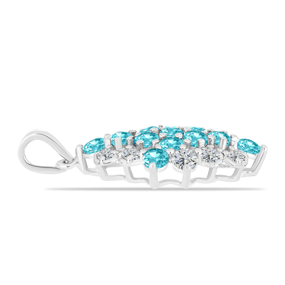 Silberanhänger mit Paraiba Quarz und weißem Topas