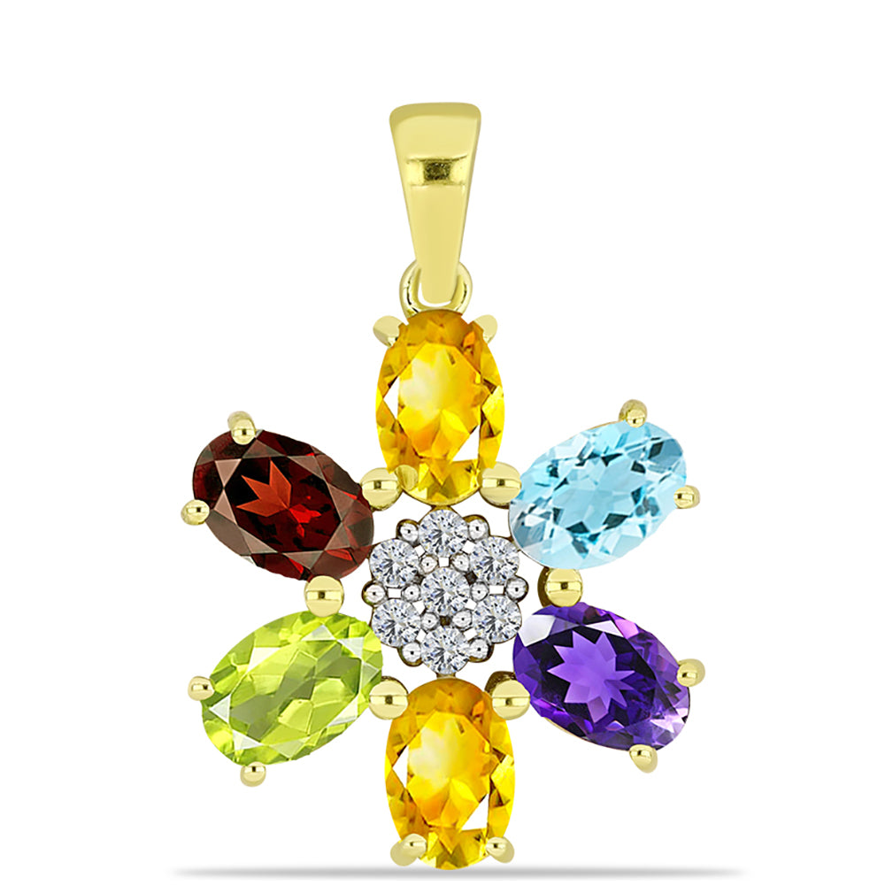 Goldplattierter Silberanhänger mit Barton Granat und marokkanischem Amethyst 1 