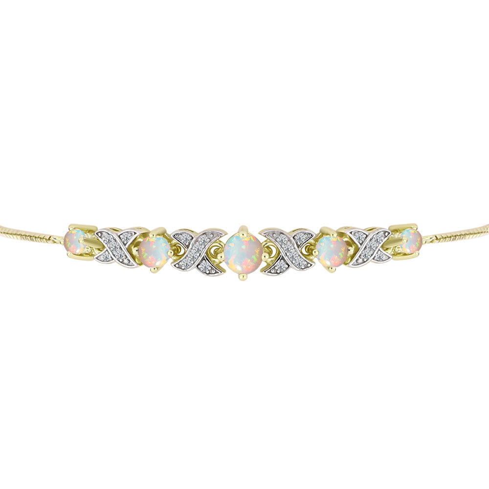 Goldplattiertes Silberarmband mit Welo-Opal und weißem Topas 2 