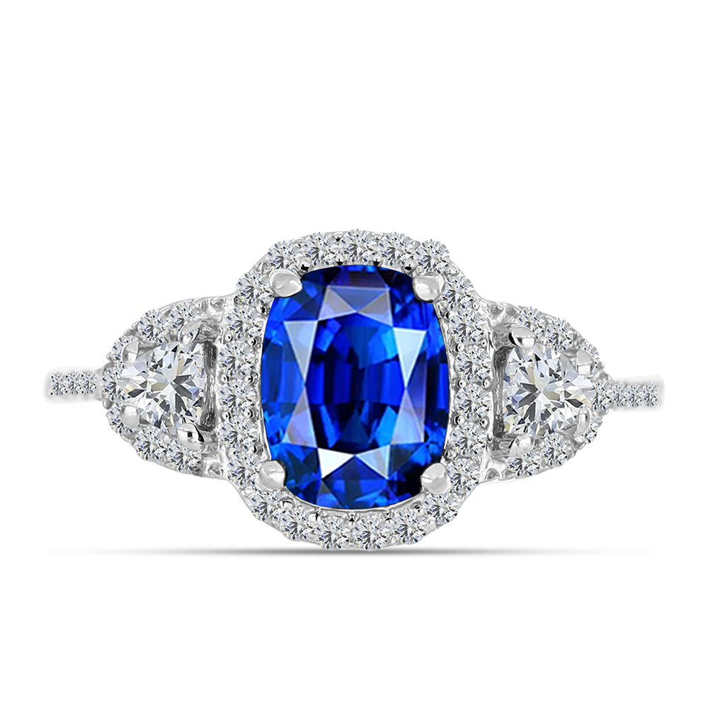 Silberring mit australischem blauem Saphir und weißem Topas
