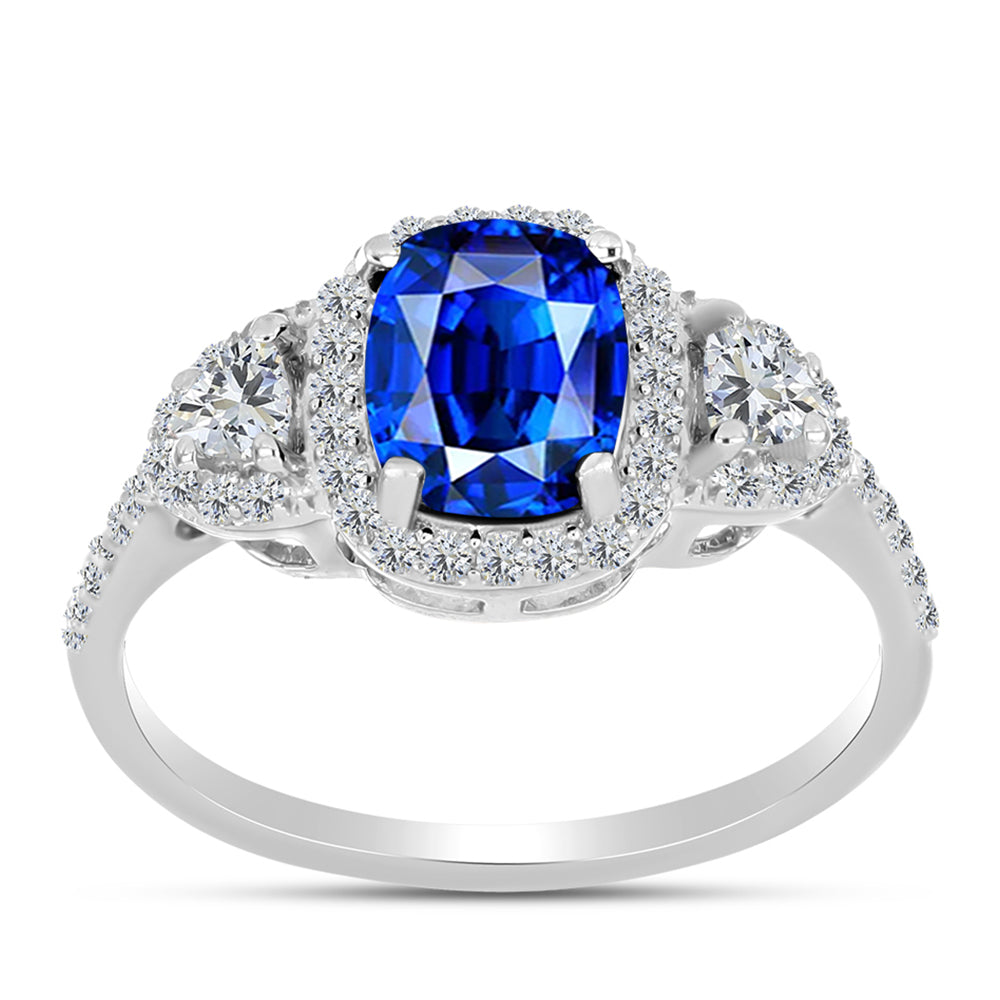 Silberring mit australischem blauem Saphir und weißem Topas 3 