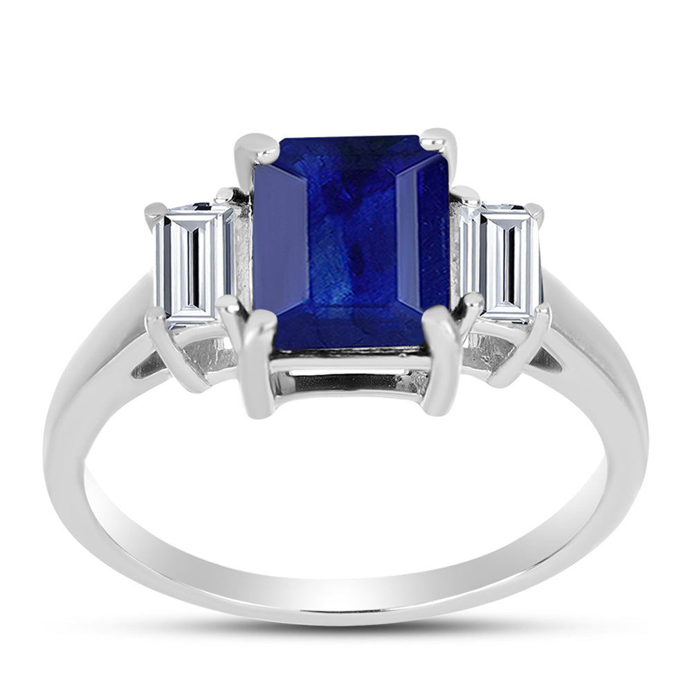 Silberring mit australischem blauem Saphir und weißem Topas 3 