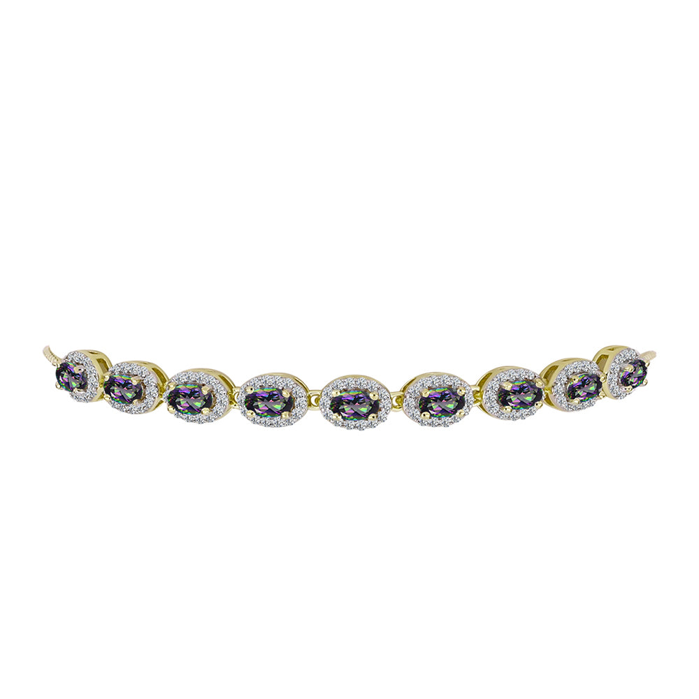 Goldplattiertes Silberarmband mit mystischem Topas und weißem Topas 2 
