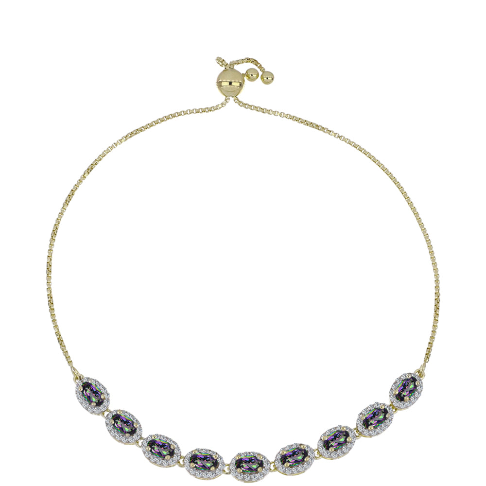 Goldplattiertes Silberarmband mit mystischem Topas und weißem Topas