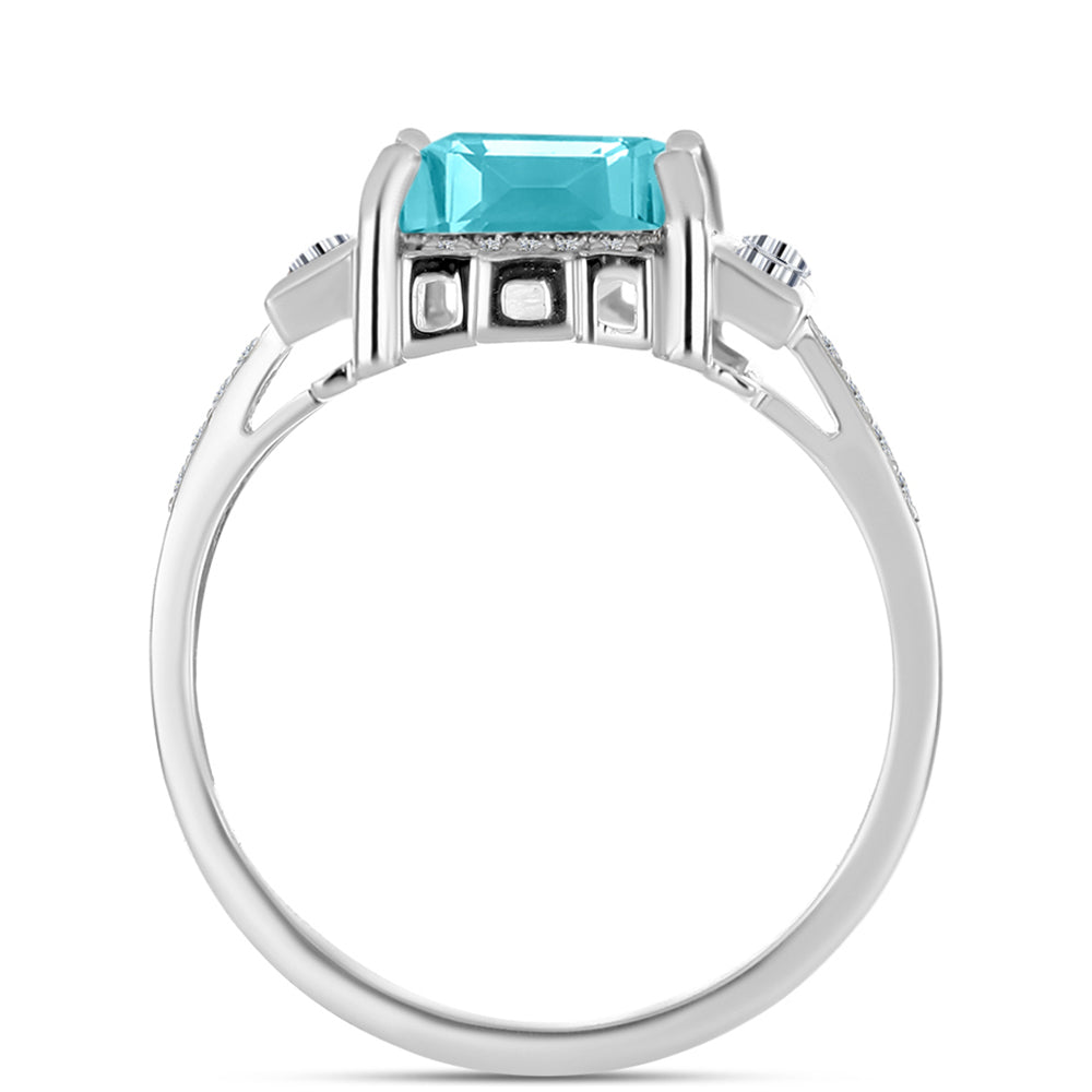 Silberring mit Paraiba Quarz und weißem Topas