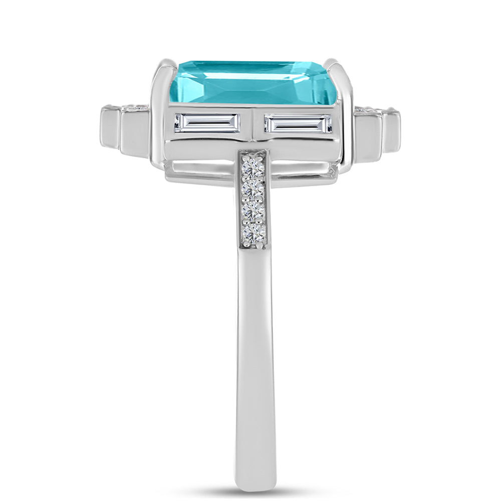 Silberring mit Paraiba Quarz und weißem Topas 4 