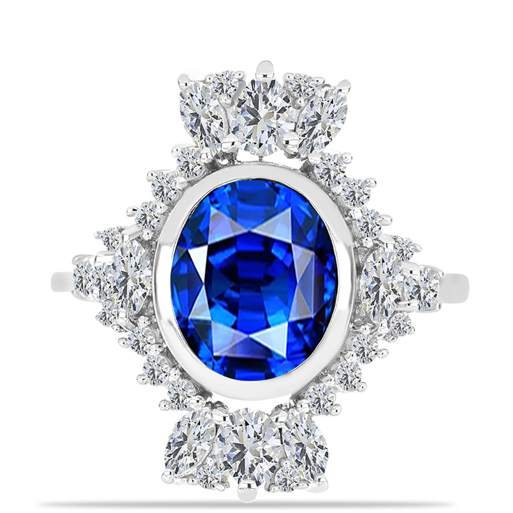Silberring mit australischem blauem Saphir und weißem Topas 1 