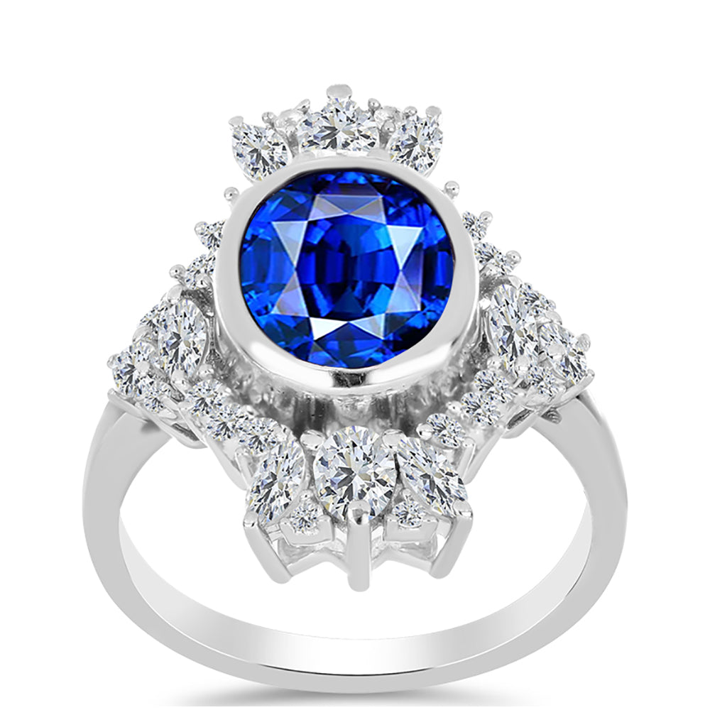 Silberring mit australischem blauem Saphir und weißem Topas