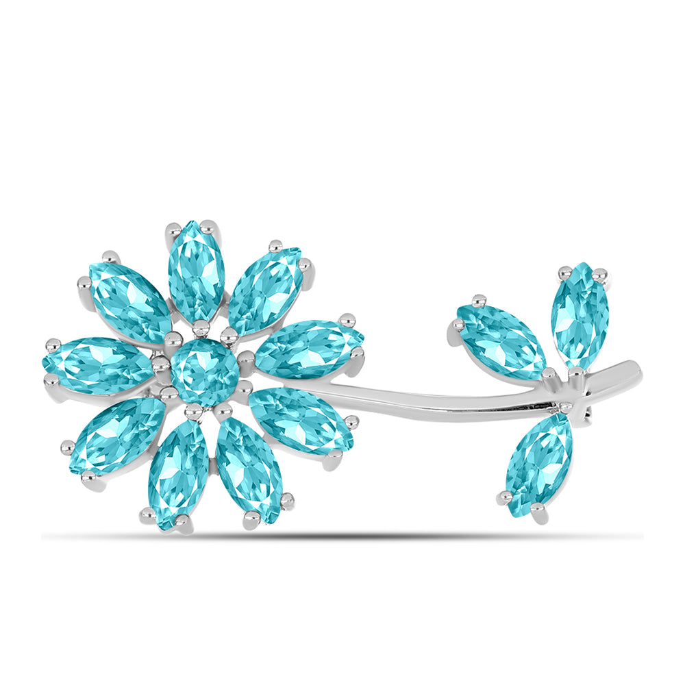 Silberbrosche mit Paraiba Quarz