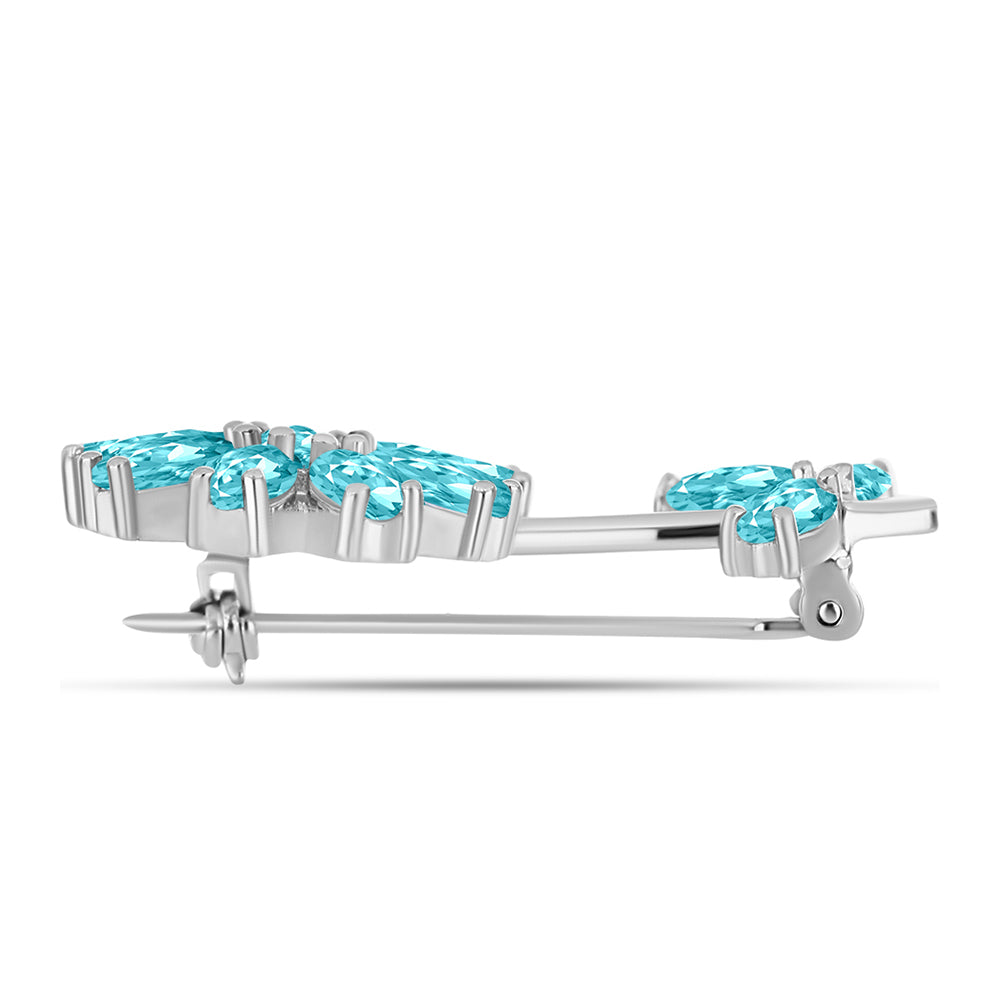 Silberbrosche mit Paraiba Quarz