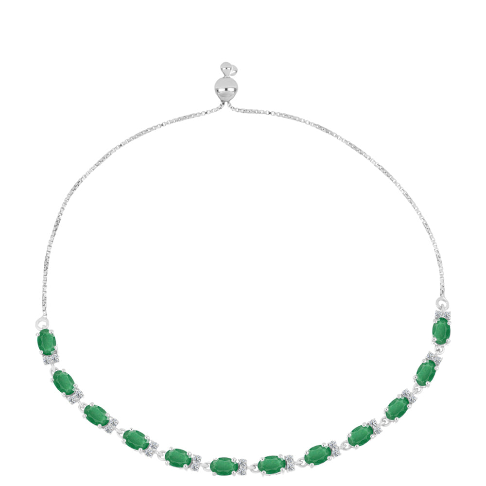 Silberarmband mit brasilianischem Smaragd und weißem Topas 1 
