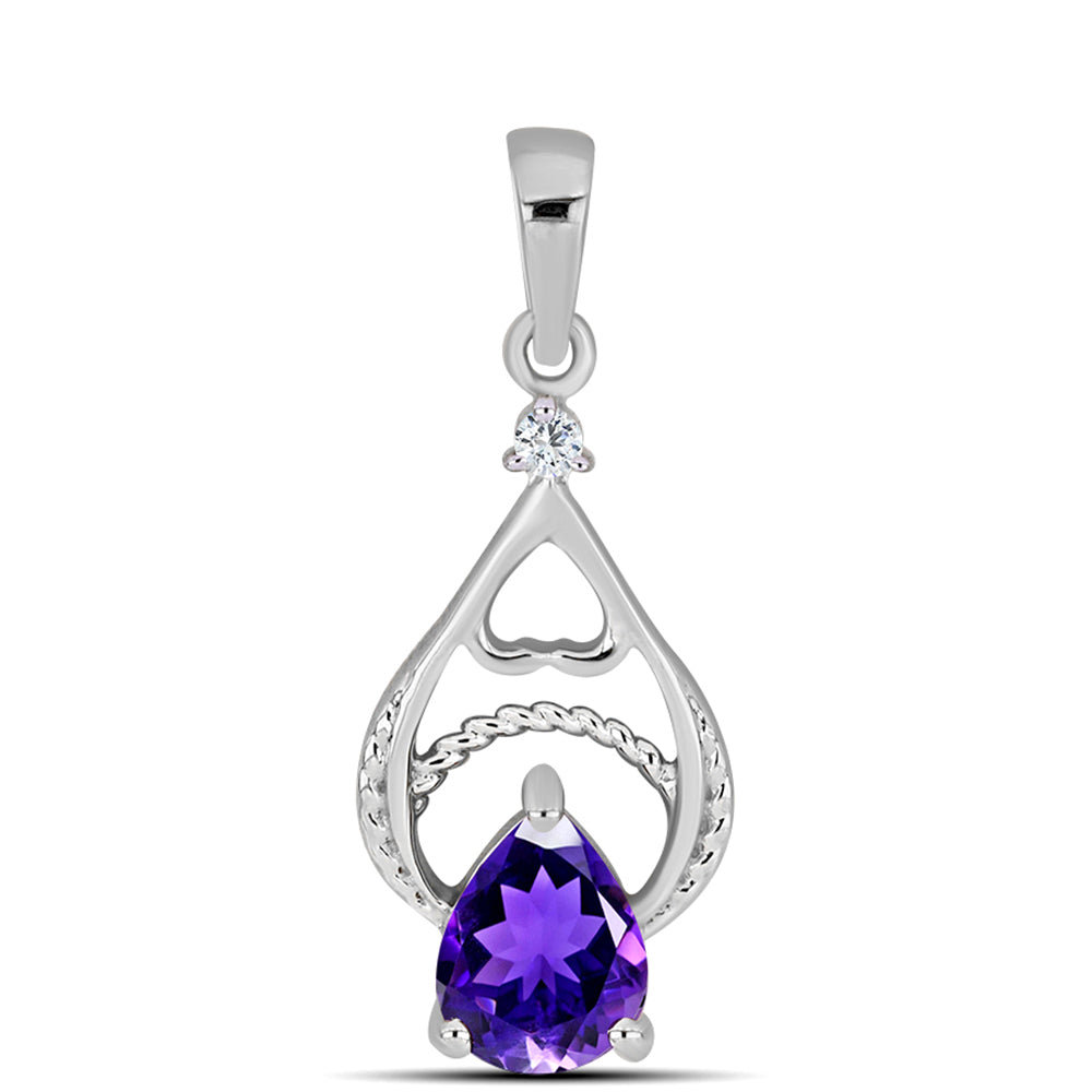 Silberanhänger mit marokkanischem Amethyst und weißem Topas 1 