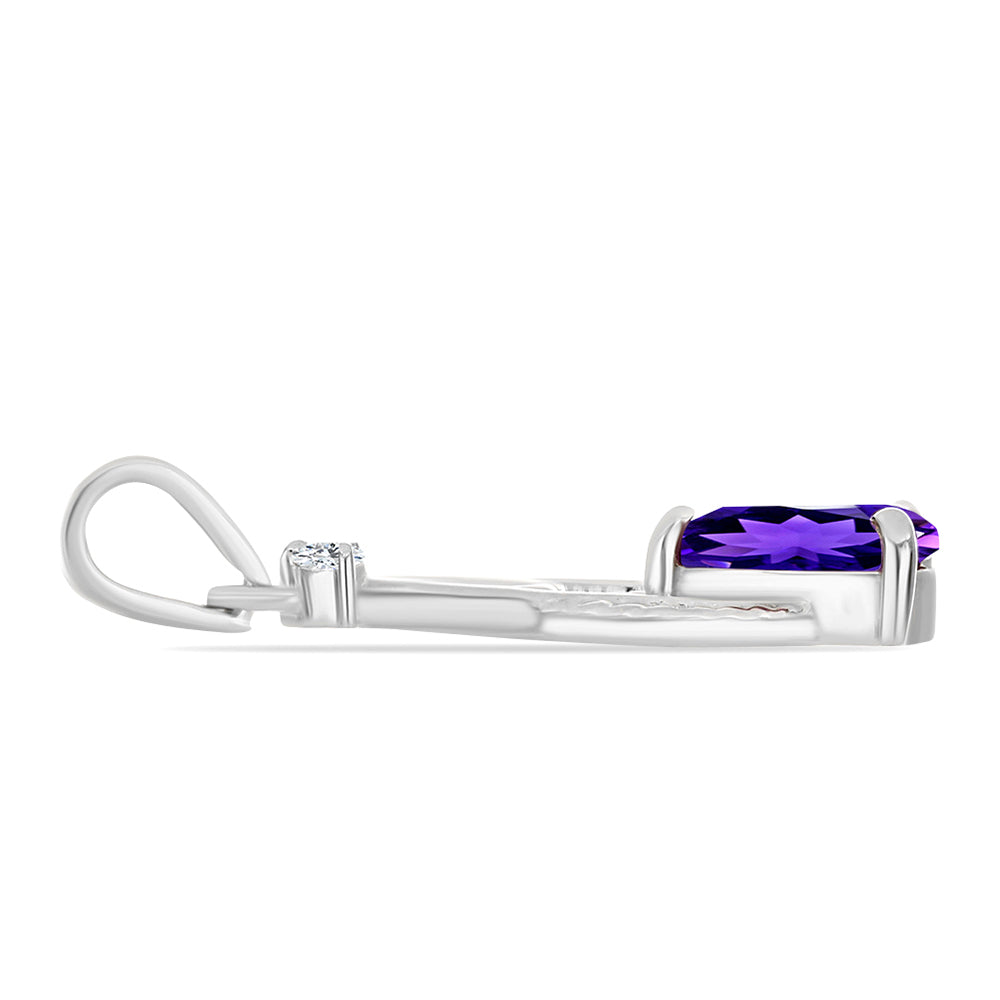 Silberanhänger mit marokkanischem Amethyst und weißem Topas 2 