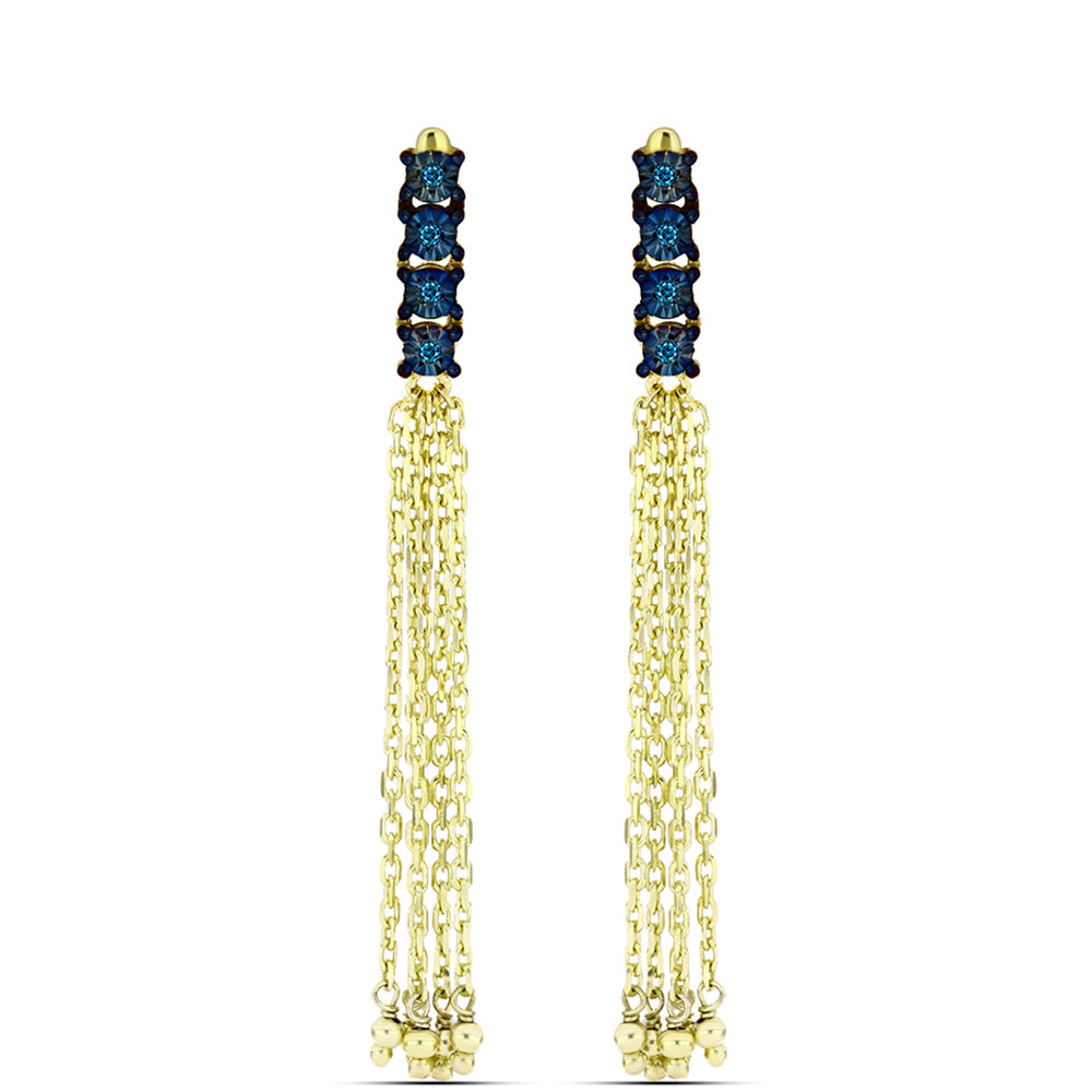 Goldplattierte Silberohrringe mit blauem Diamant