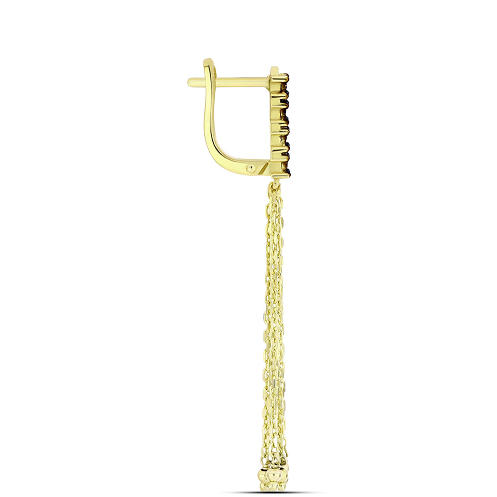 Goldplattierte Silberohrringe mit blauem Diamant 2 