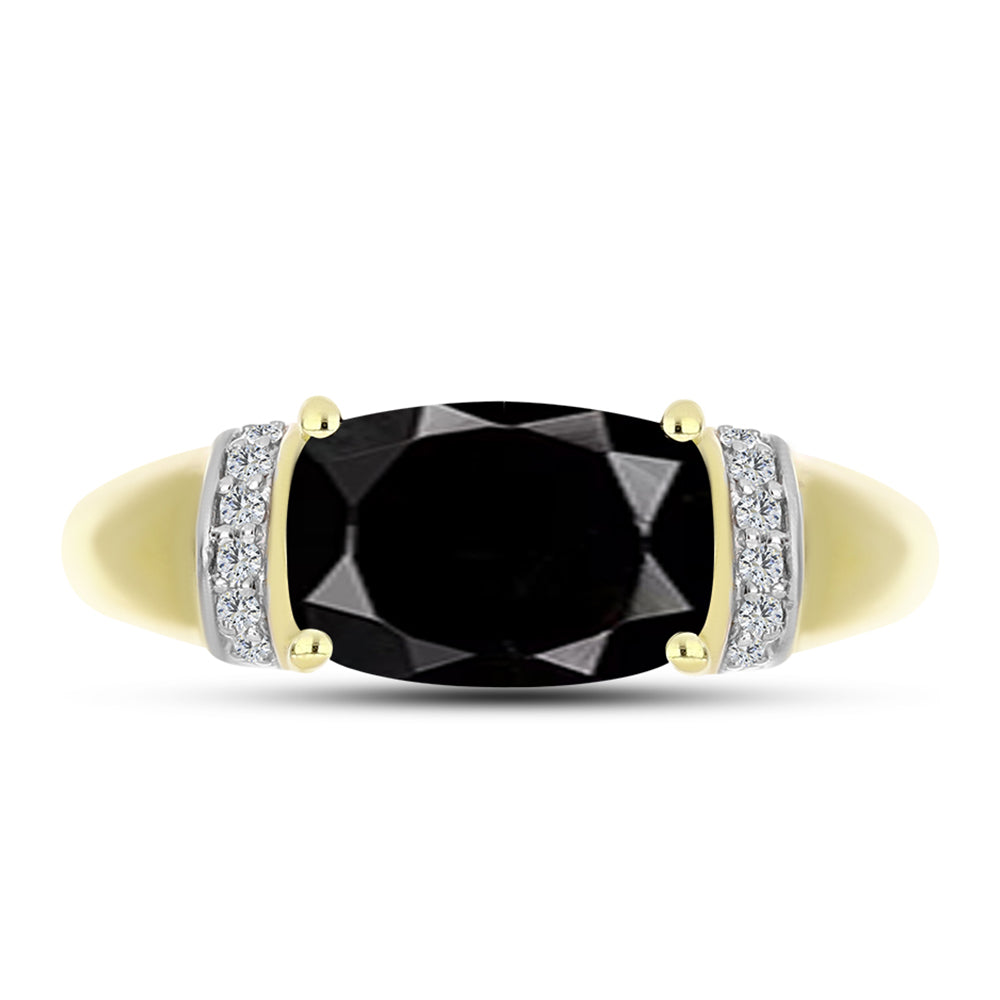 Goldplattierter Silberring mit Obsidian und weißem Topas