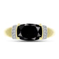 Goldplattierter Silberring mit Obsidian und weißem Topas