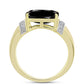 Goldplattierter Silberring mit Obsidian und weißem Topas