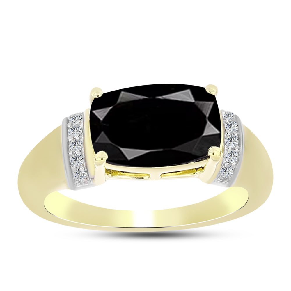 Goldplattierter Silberring mit Obsidian und weißem Topas 3 
