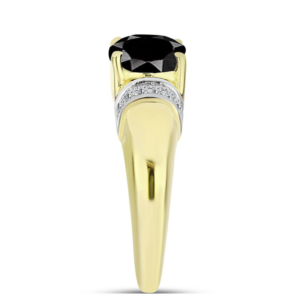 Goldplattierter Silberring mit Obsidian und weißem Topas