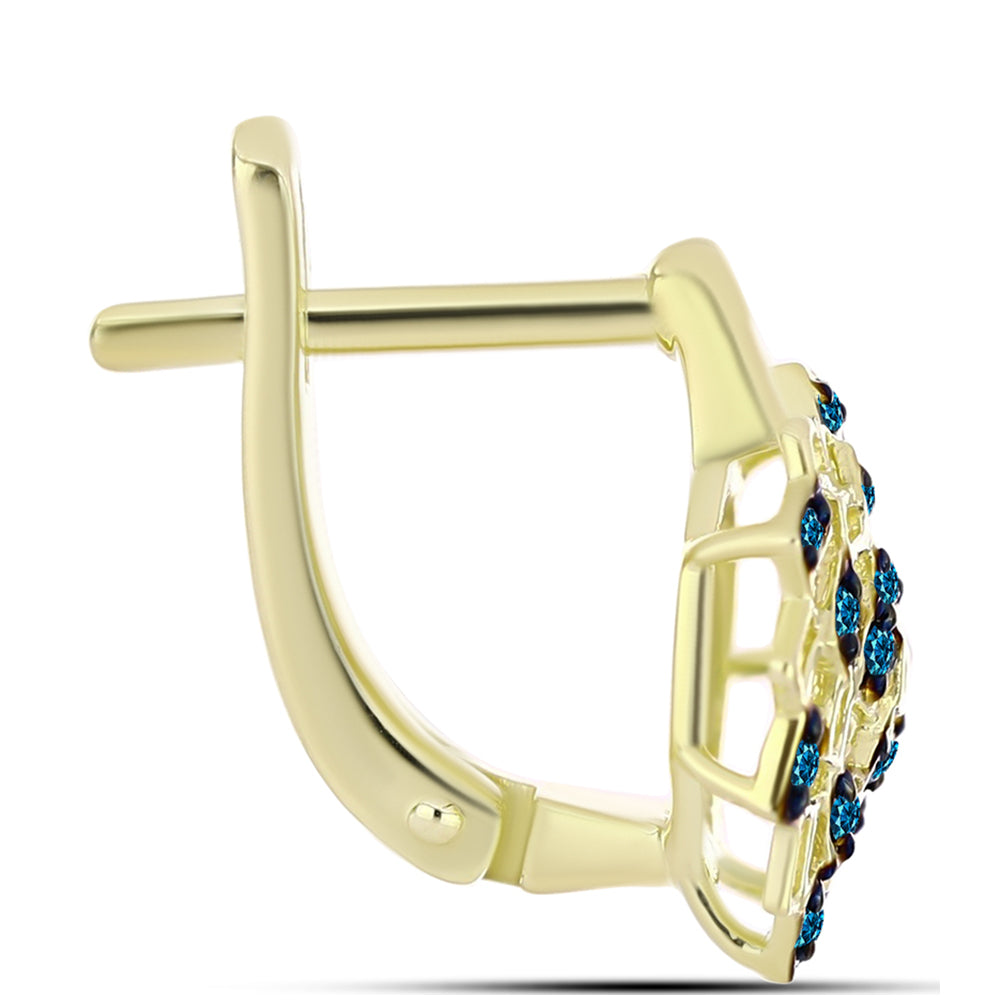 Goldplattierte Silberohrringe mit blauem Diamant 2 
