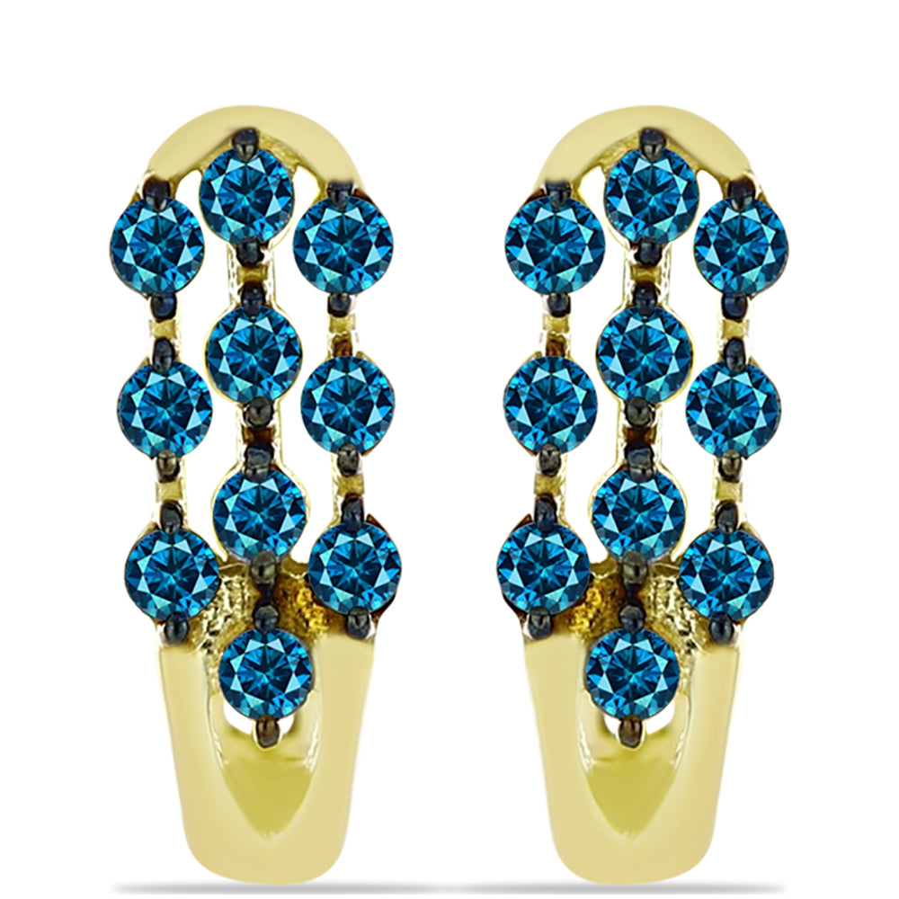Goldplattierte Silberohrringe mit blauem Diamant 1 