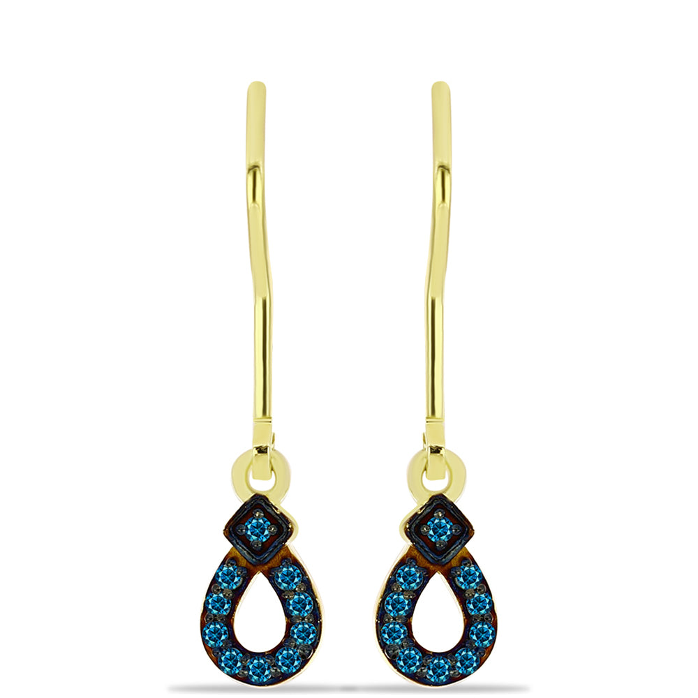 Goldplattierte Silberohrringe mit blauem Diamant 1 