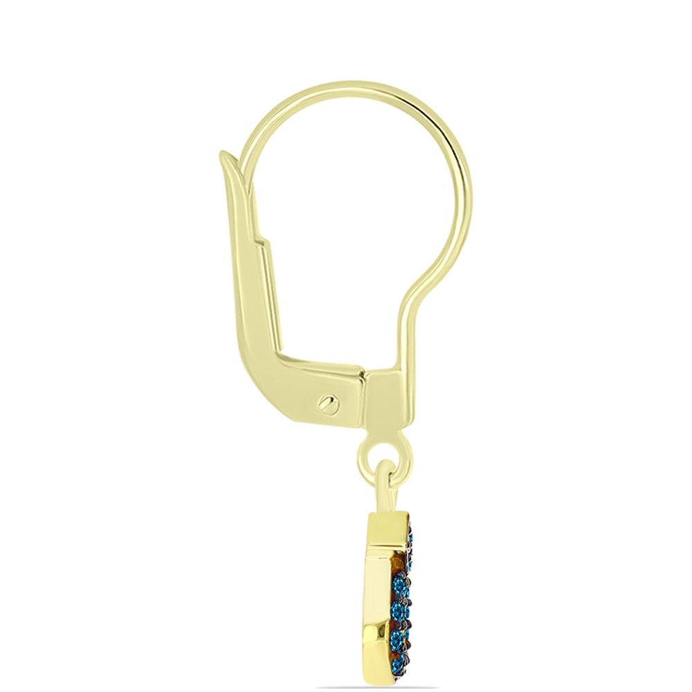 Goldplattierte Silberohrringe mit blauem Diamant 2 