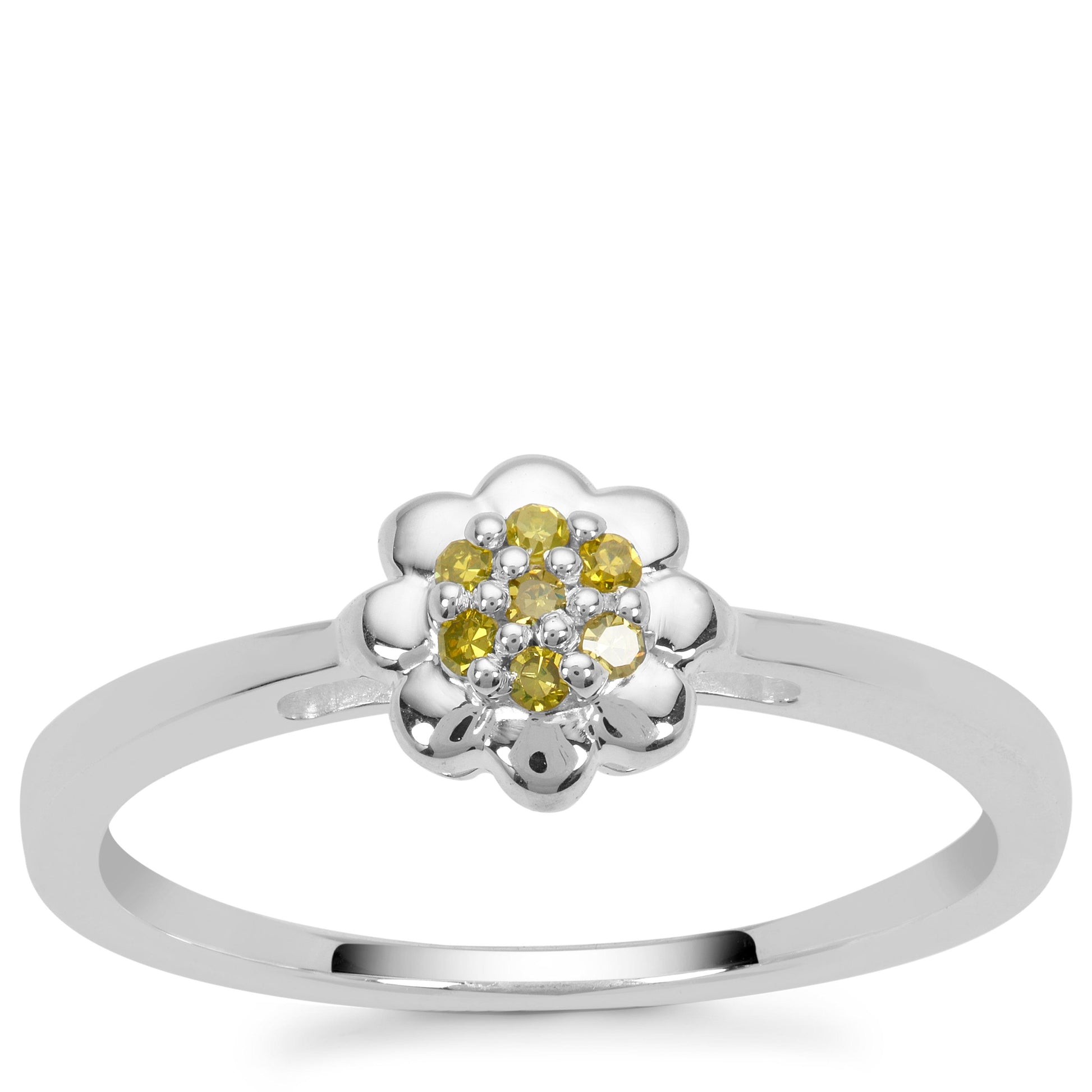 Silberring mit gelbem Diamant 4 