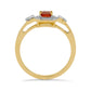 Goldring mit rotem Saphir und weißem Zirkon