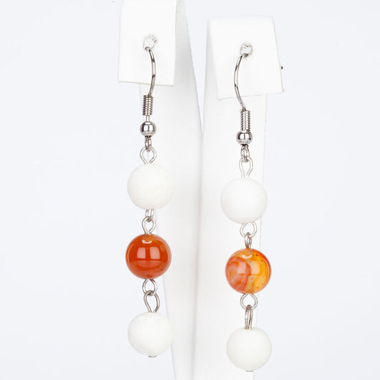 aus Legierung Ohrringe mit weiße Koralle und Karneol