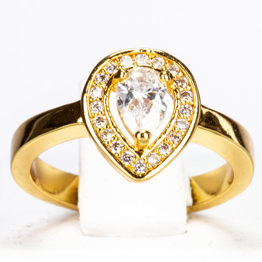 Ring aus goldplattierterr Legierung mit weißem Zirkon