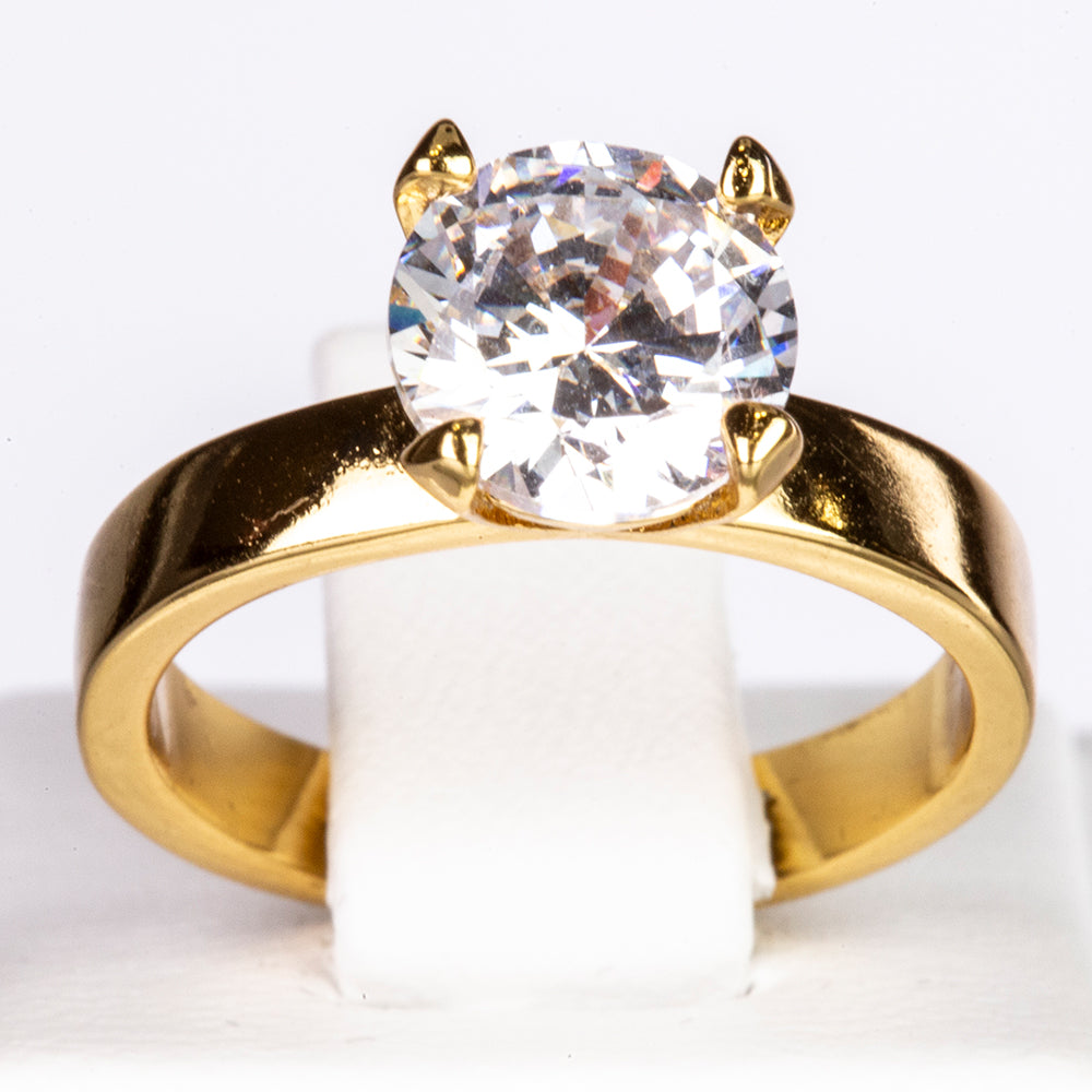 Ring aus goldplattierterr Legierung mit weißem Zirkon