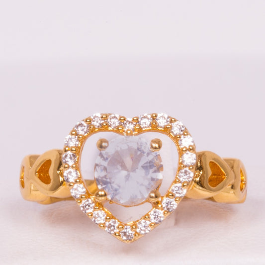 Ring aus goldplattierterr Legierung mit weißem Emporia® Kristall