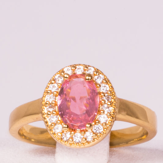 Ring aus goldplattierterr Legierung mit rosafarbenem Emporia® Kristall