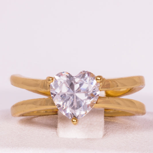 Ring aus goldplattierterr Legierung mit weißem Emporia® Kristall
