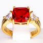Ring aus goldplattierterr Legierung mit rotem Emporia®-Kristall