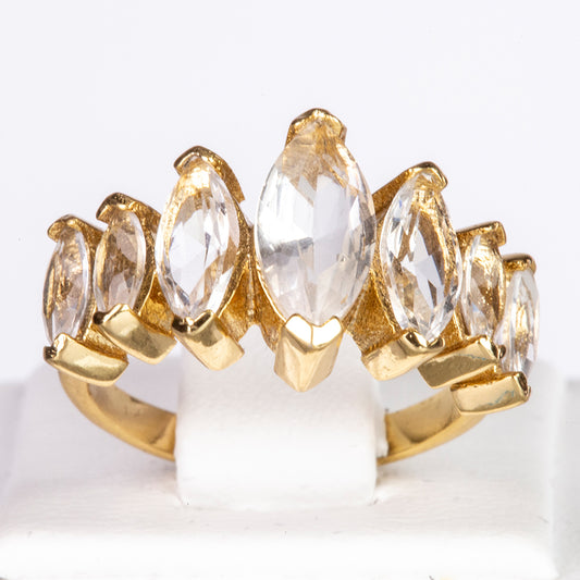 Ring aus goldplattierterr Legierung mit weißem Emporia® Kristall