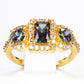 Ring aus goldplattierterr Legierung mit grünem Emporia® Kristall und weißem Emporia® Kristall