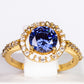 Ring aus goldplattierterr Legierung mit blauem Emporia®-Kristall und weißem Emporia® Kristall