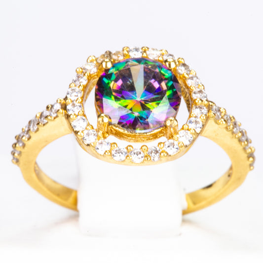 Ring aus goldplattierterr Legierung mit grünem Emporia® Kristall