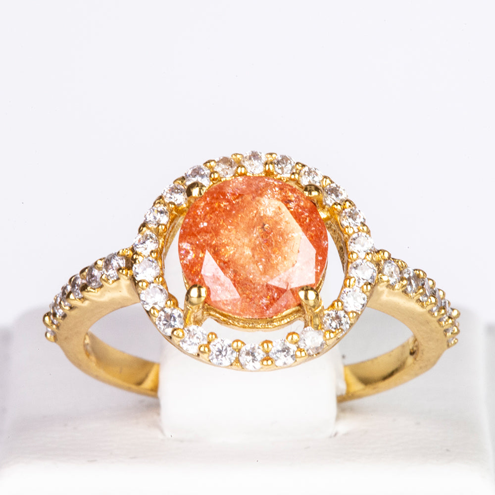 Ring aus goldplattierterr Legierung mit orangefarbenem Emporia® Kristall und weißem Emporia® Kristall 1 