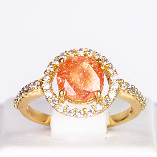 Ring aus goldplattierterr Legierung mit orangefarbenem Emporia® Kristall und weißem Emporia® Kristall