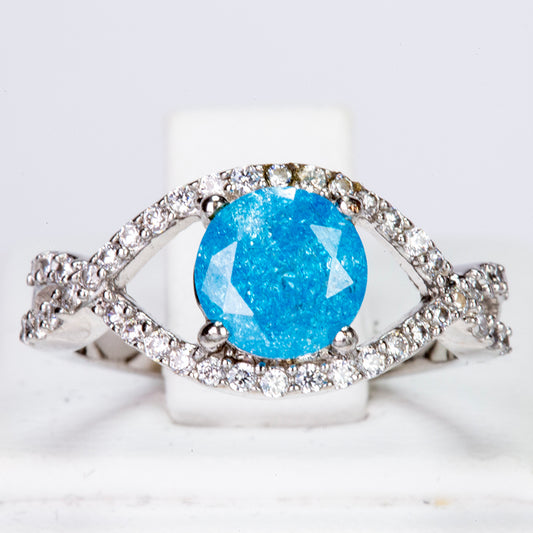 Ring aus goldplattierterr Legierung mit blauem Emporia®-Kristall und weißem Emporia® Kristall