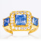Ring aus goldplattierterr Legierung mit blauem Emporia®-Kristall und weißem Emporia® Kristall
