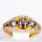 Ring aus goldplattierterr Legierung mit grünem Emporia® Kristall und weißem Emporia® Kristall