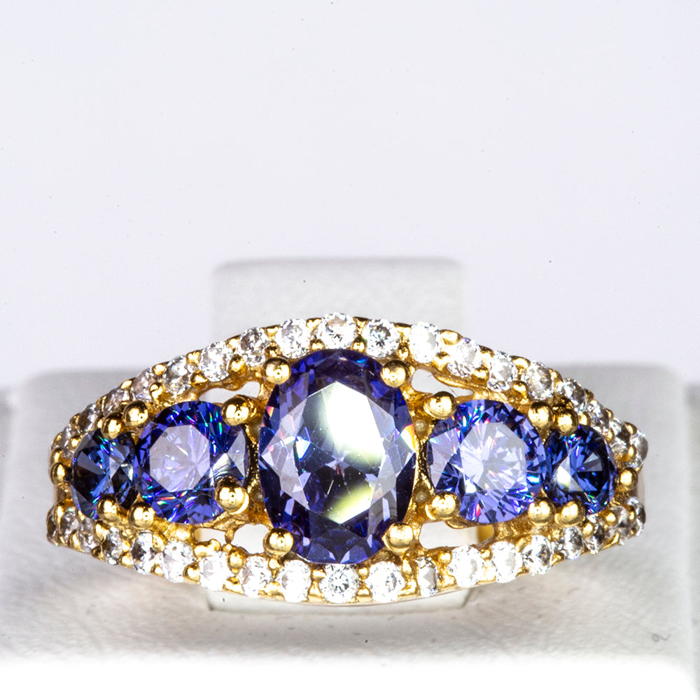 Ring aus goldplattierterr Legierung mit purpurfarbenem Emporia® Kristall