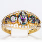 Ring aus goldplattierterr Legierung mit grünem Emporia® Kristall und weißem Emporia® Kristall