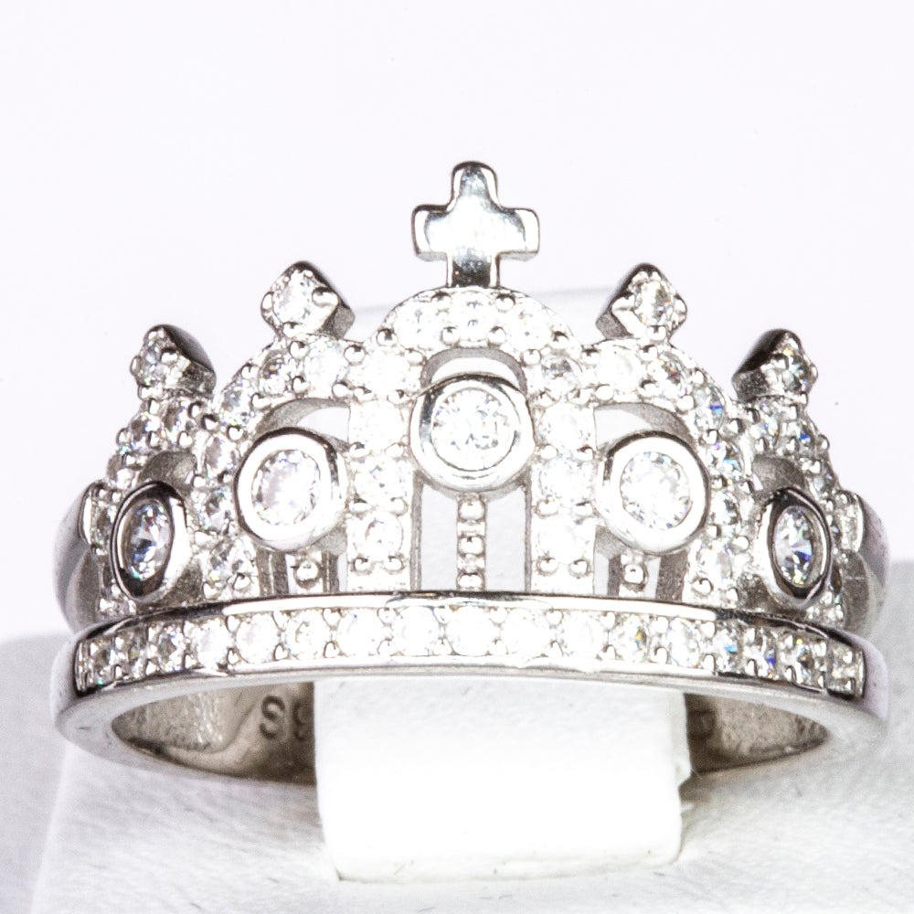 Ring aus goldplattierterr Legierung mit weißem Emporia® Kristall