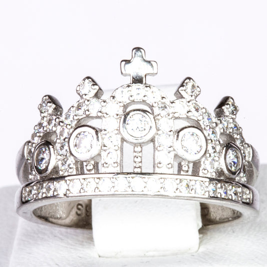 Ring aus goldplattierterr Legierung mit weißem Emporia® Kristall